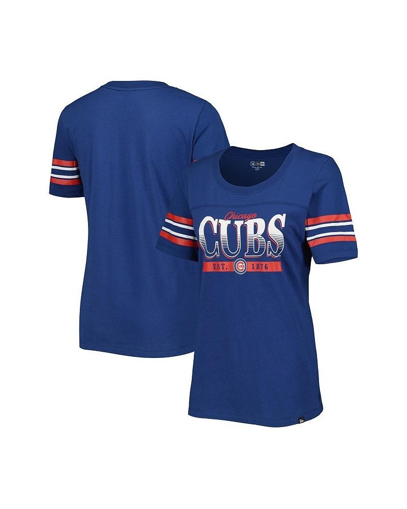 Women's Blue Chicago Cubs Team Stripe T-shirt Blue $23.91 Tops