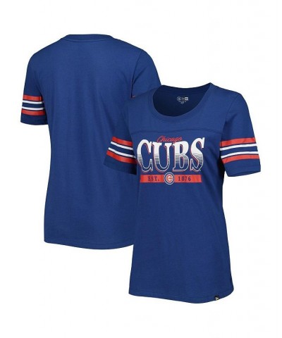 Women's Blue Chicago Cubs Team Stripe T-shirt Blue $23.91 Tops