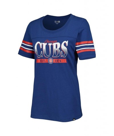 Women's Blue Chicago Cubs Team Stripe T-shirt Blue $23.91 Tops