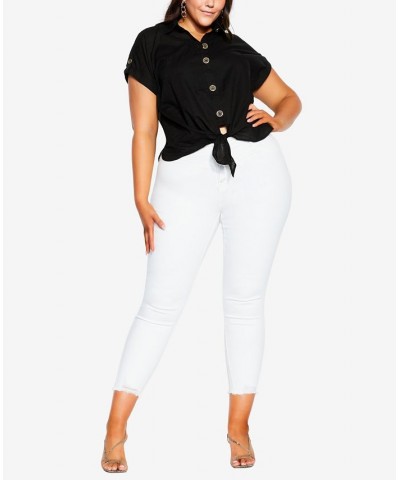 Plus Size Trendy Button Explore Shirt Black $45.90 Tops