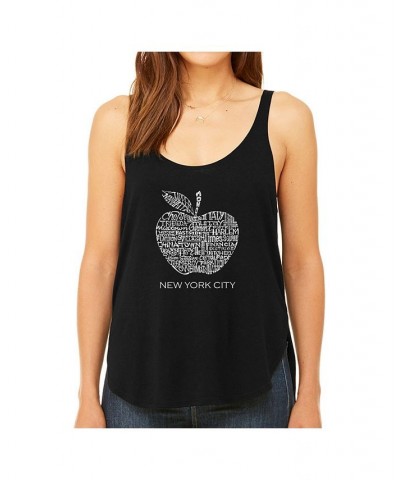 Women's Premium Word Art Flowy Tank Top- Neighborhoods In Nyc Black $26.99 Tops