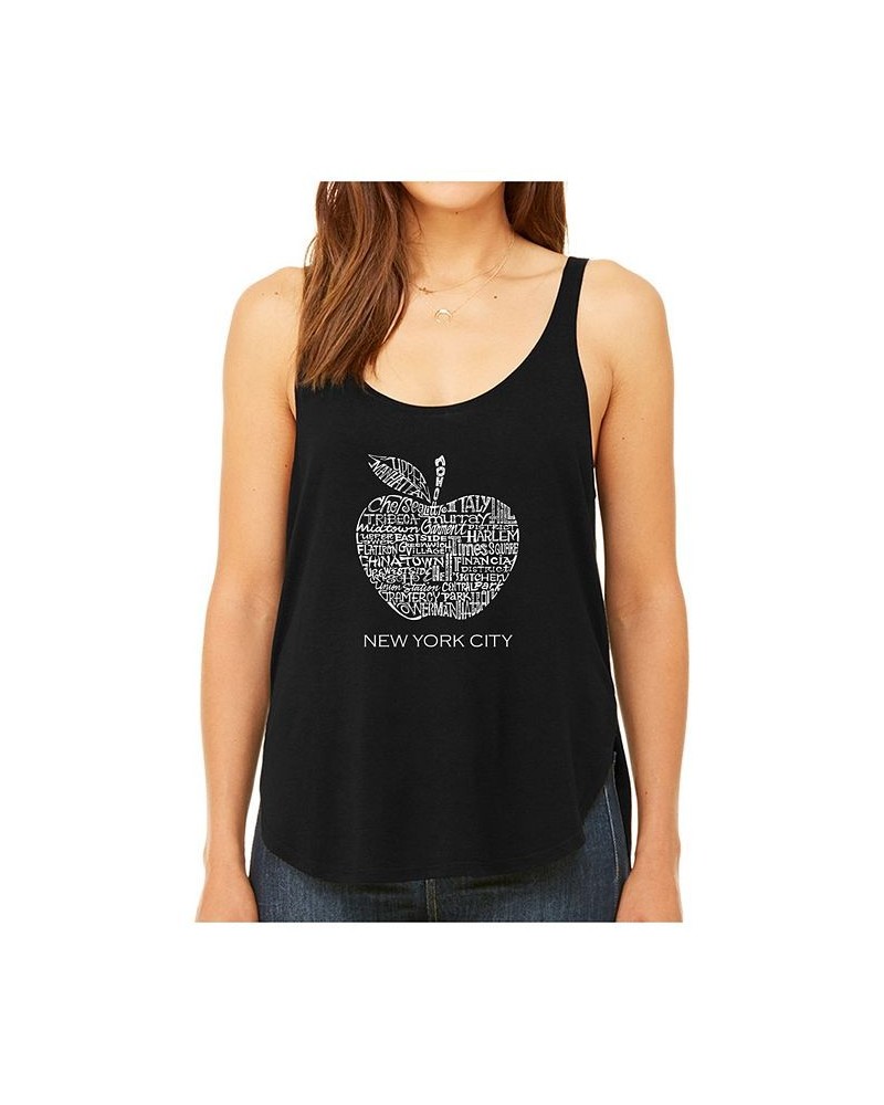 Women's Premium Word Art Flowy Tank Top- Neighborhoods In Nyc Black $26.99 Tops