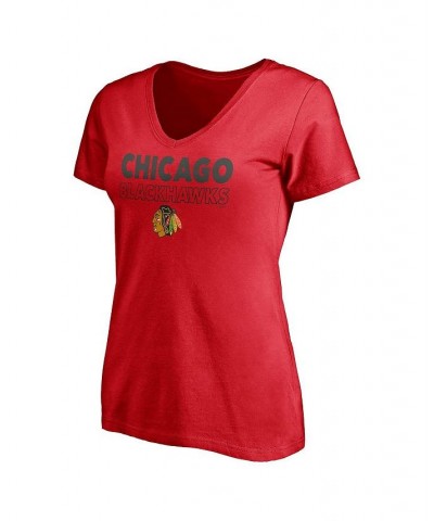 Women's Chicago Blackhawks Short Sleeve and Long Sleeve V-Neck T-shirt Combo Pack Red, Heathered Gray $31.79 Tops