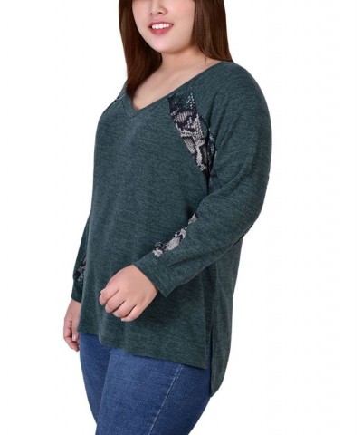 Plus Size Long Sleeve Combo Top Hunter, Snake Skin $12.56 Tops