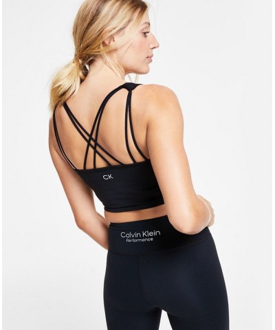 Women's Strappy Low-Impact Sports Bra Black $18.77 Bras