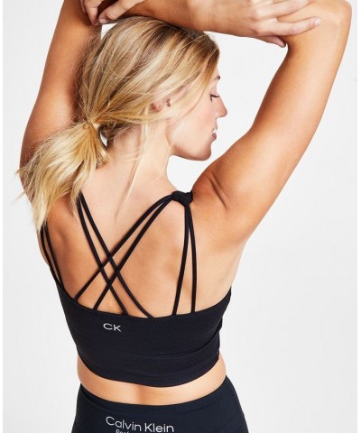 Women's Strappy Low-Impact Sports Bra Black $18.77 Bras