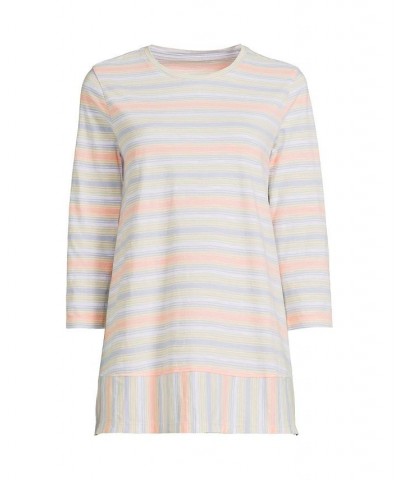 Women's Plus Size 3/4 Sleeve Slub Jersey Swing Tunic Lavender cloud stripe $26.48 Tops