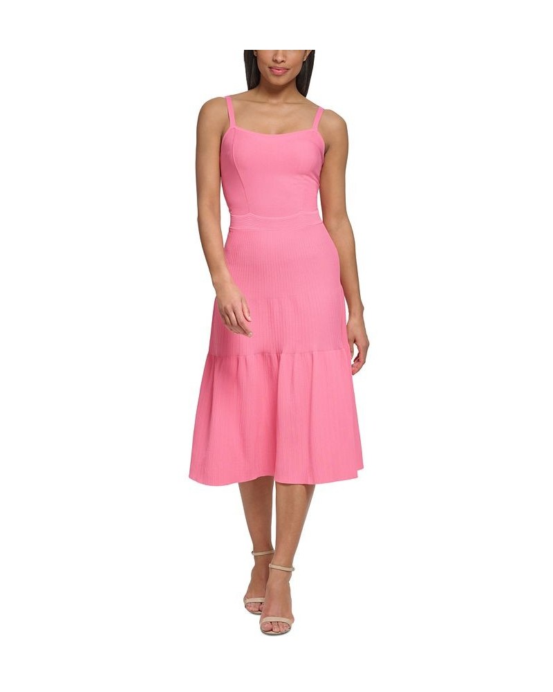 Women's Ribbed-Knit Tiered Sleeveless Dress Petal $126.00 Dresses