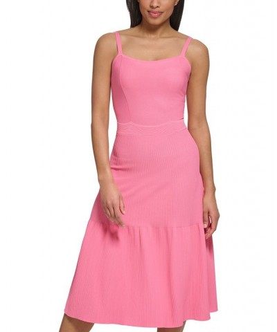 Women's Ribbed-Knit Tiered Sleeveless Dress Petal $126.00 Dresses