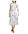 Women's Printed Jewel-Neck Cap-Sleeve Midi Dress Oatmeal Multi $62.01 Dresses