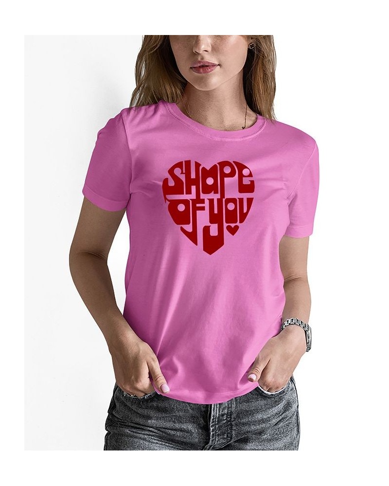 Women's Word Art Shape of You Short Sleeve T-shirt Pink $19.59 Tops