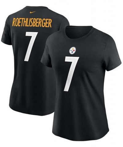 Women's Ben Roethlisberger Black Pittsburgh Steelers Name Number T-shirt Black $26.54 Tops