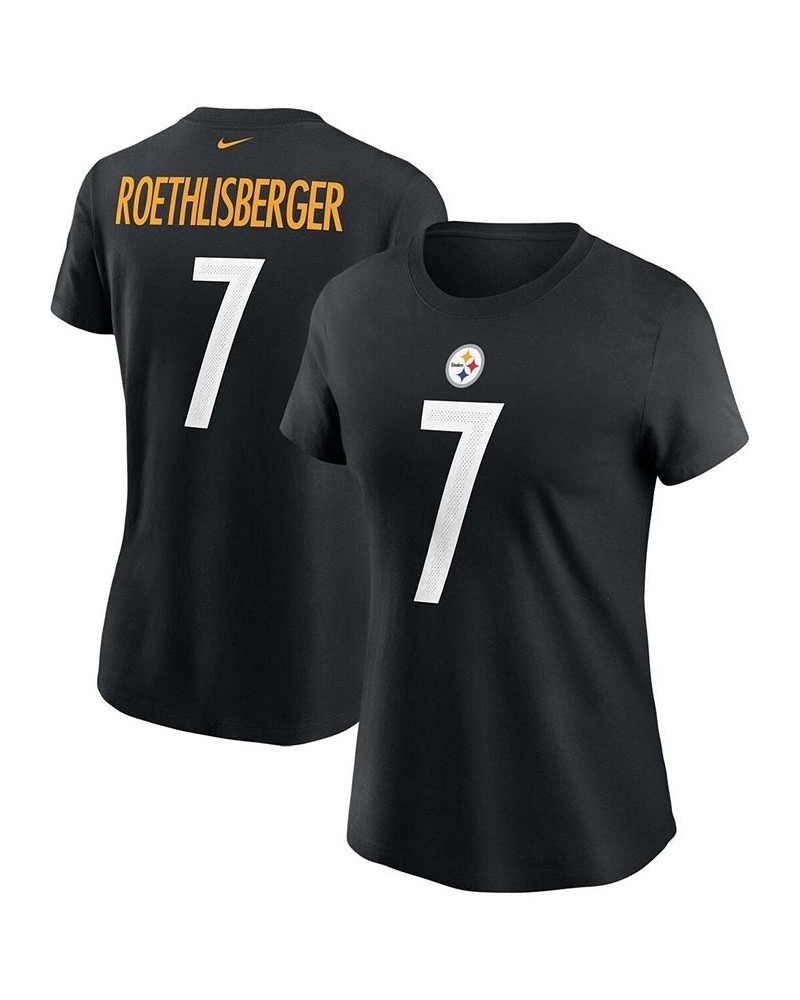 Women's Ben Roethlisberger Black Pittsburgh Steelers Name Number T-shirt Black $26.54 Tops