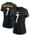 Women's Ben Roethlisberger Black Pittsburgh Steelers Name Number T-shirt Black $26.54 Tops