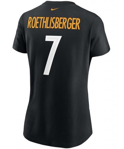 Women's Ben Roethlisberger Black Pittsburgh Steelers Name Number T-shirt Black $26.54 Tops