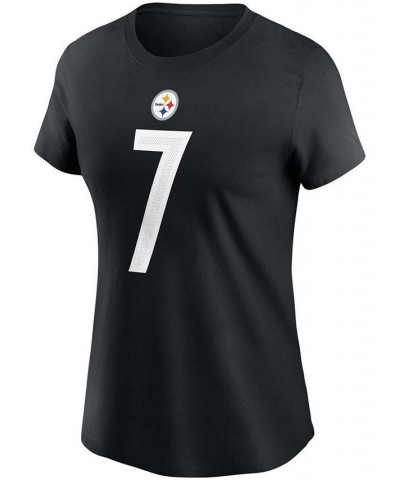 Women's Ben Roethlisberger Black Pittsburgh Steelers Name Number T-shirt Black $26.54 Tops