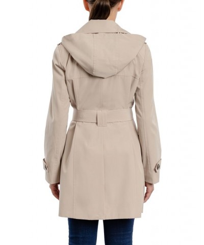 Petite Single-Breasted Notched-Collar Belted Raincoat Tan/Beige $48.16 Coats