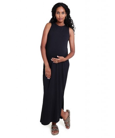 Women's Maternity Square Armhole Dress Black $39.96 Dresses