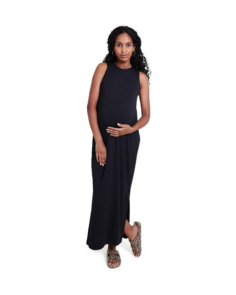 Women's Maternity Square Armhole Dress Black $39.96 Dresses