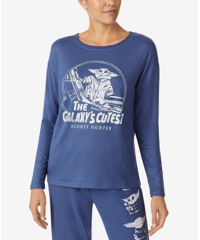 Women's Star Wars Galaxy's Cutest Bounty Hunter Sleep Top Blue $14.55 Sleepwear