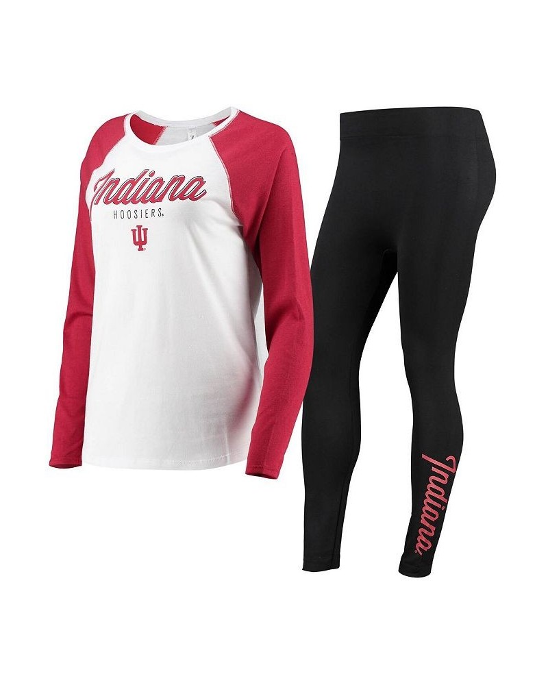 Women's White Black Indiana Hoosiers Raglan Long Sleeve T-shirt and Leggings Sleep Set White, Black $26.00 Pajama