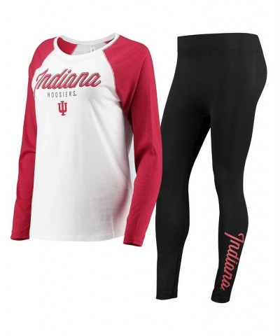 Women's White Black Indiana Hoosiers Raglan Long Sleeve T-shirt and Leggings Sleep Set White, Black $26.00 Pajama