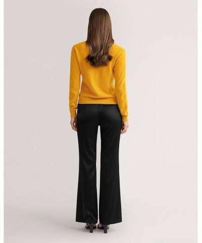 Cashmere Knitted V-neck Cardigan for Women Yellow $52.39 Sweaters