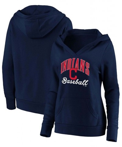 Plus Size Navy Cleveland Indians Victory Script Crossover Neck Pullover Hoodie Navy $38.99 Sweatshirts