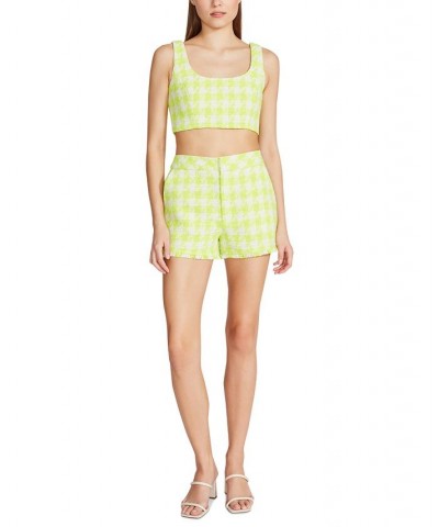 Women's Lia Houndstooth Tweed Shorts Acid Lime Houndstooth $42.00 Shorts