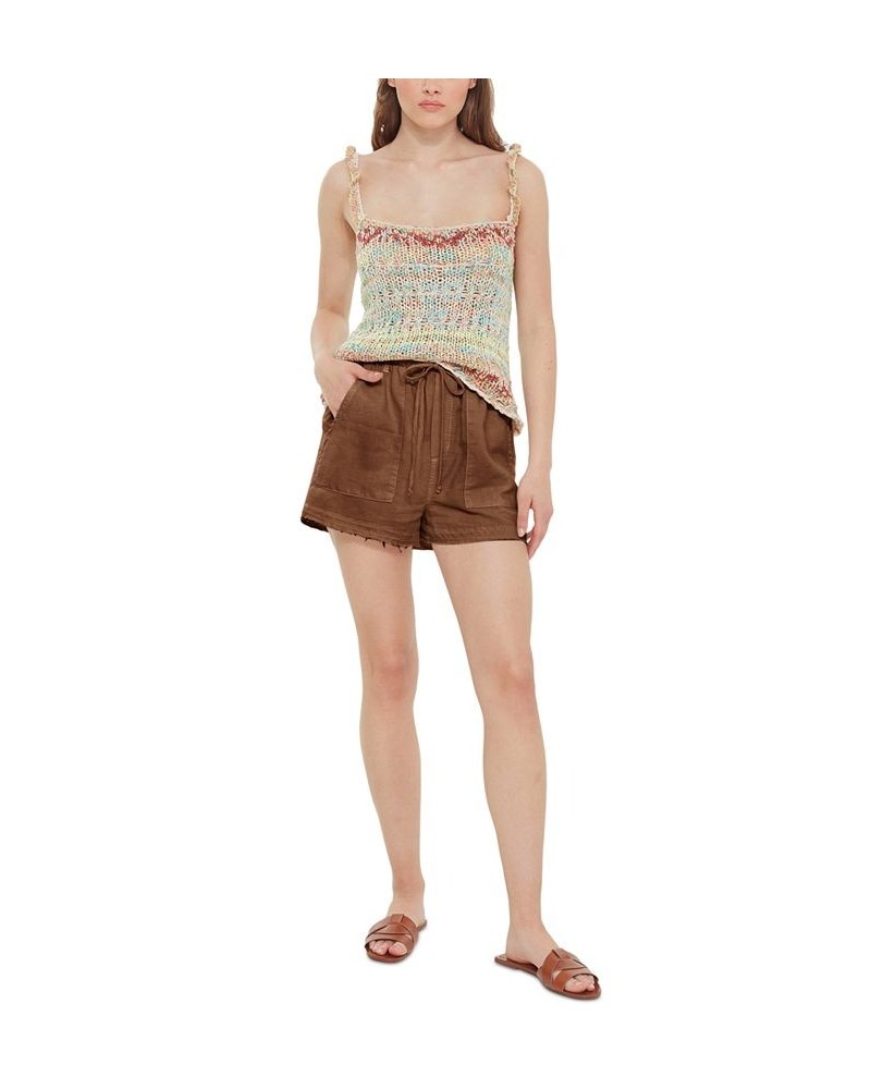 Women's Tie-Waist Patch-Pocket Shorts Mocha $16.25 Shorts