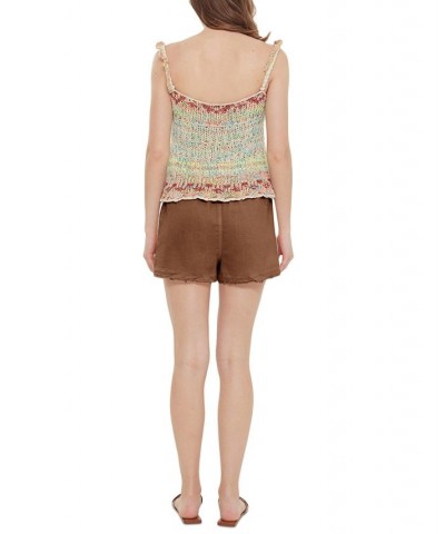 Women's Tie-Waist Patch-Pocket Shorts Mocha $16.25 Shorts