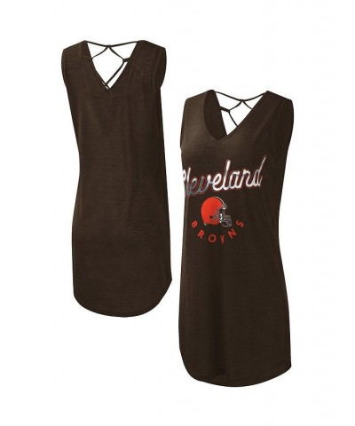 Women's Brown Cleveland Browns Game Time Swim V-Neck Cover-Up Dress Brown $28.90 Swimsuits