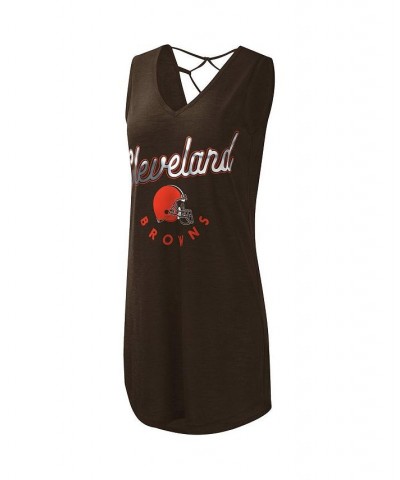 Women's Brown Cleveland Browns Game Time Swim V-Neck Cover-Up Dress Brown $28.90 Swimsuits