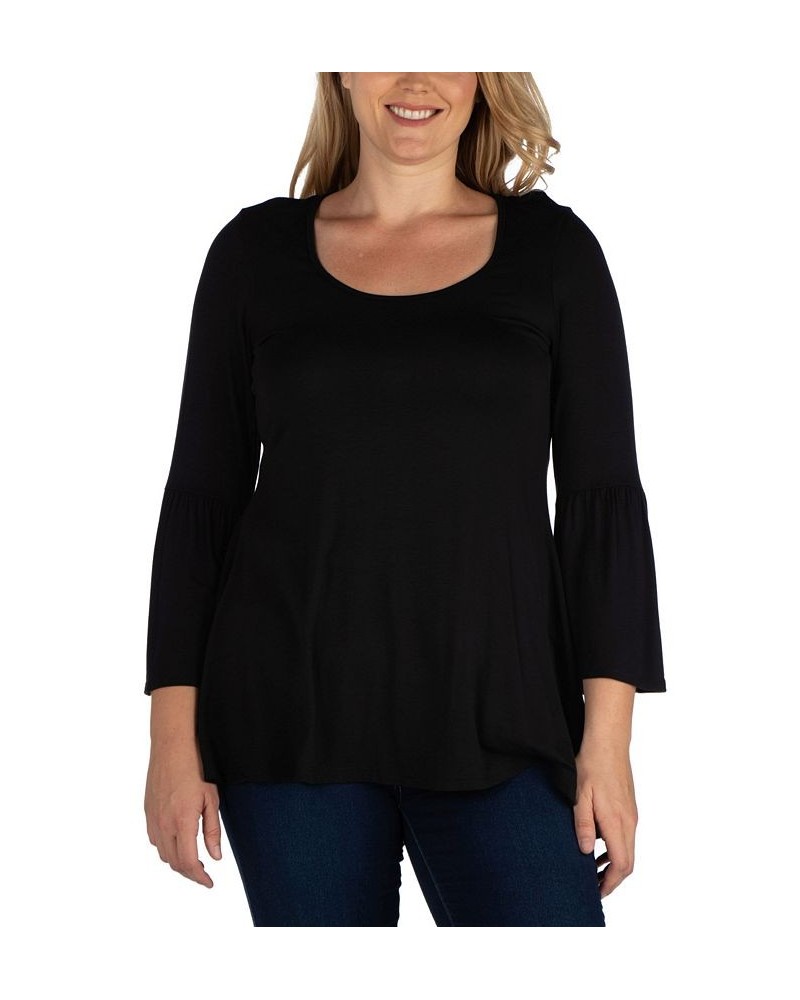 Women's Plus Size Flared Tunic Top Black $36.75 Tops