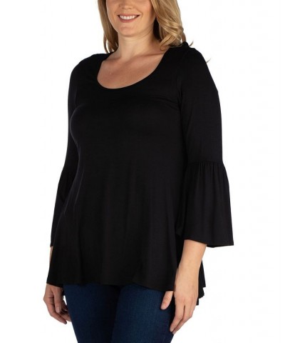 Women's Plus Size Flared Tunic Top Black $36.75 Tops