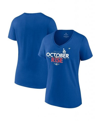 Women's Branded Royal Los Angeles Dodgers 2022 Postseason Locker Room V-Neck T-shirt Royal $24.50 Tops