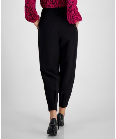 Women's Pleat-Front Mid-Rise Ankle Pants Black $30.42 Pants