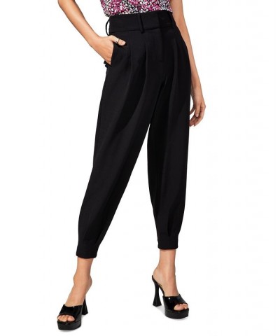 Women's Pleat-Front Mid-Rise Ankle Pants Black $30.42 Pants