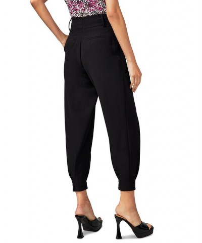 Women's Pleat-Front Mid-Rise Ankle Pants Black $30.42 Pants