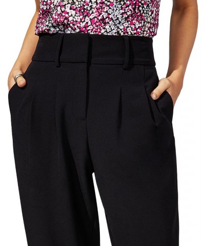 Women's Pleat-Front Mid-Rise Ankle Pants Black $30.42 Pants