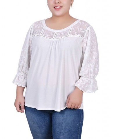 Plus Size 3/4 Sleeve Crepe Top Ivory/Cream $15.18 Tops