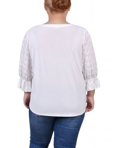 Plus Size 3/4 Sleeve Crepe Top Ivory/Cream $15.18 Tops