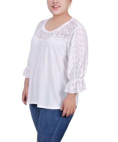 Plus Size 3/4 Sleeve Crepe Top Ivory/Cream $15.18 Tops