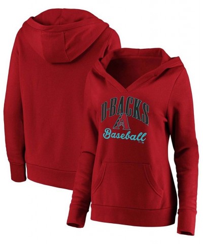 Plus Size Red Arizona Diamondbacks Victory Script Crossover Neck Pullover Hoodie Red $40.00 Sweatshirts