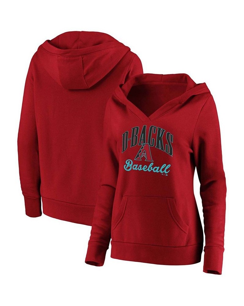 Plus Size Red Arizona Diamondbacks Victory Script Crossover Neck Pullover Hoodie Red $40.00 Sweatshirts