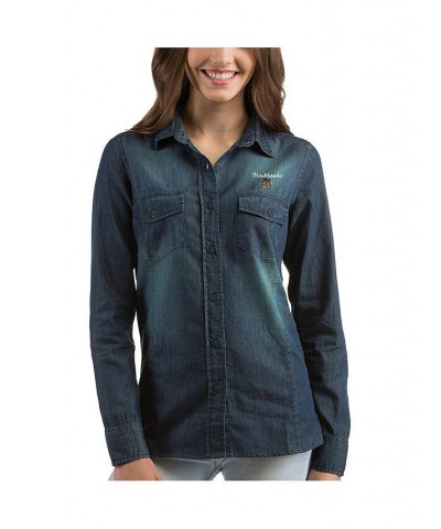 Women's Denim Chicago Blackhawks Outlook Long Sleeve Button-Up Shirt Denim $32.20 Tops