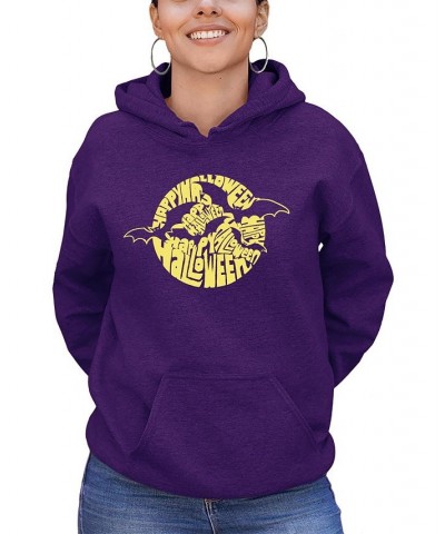 Women's Halloween Bats Word Art Hooded Sweatshirt Purple $30.00 Sweatshirts