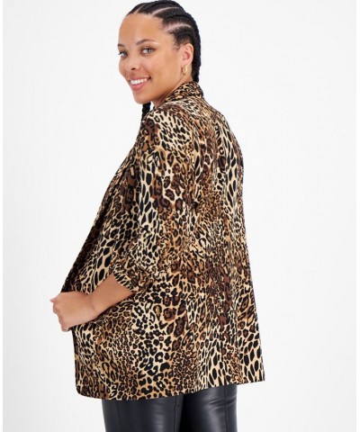 Petite Cheetah-Print Shawl-Collar Blazer Charm Cheetah Black $19.88 Jackets