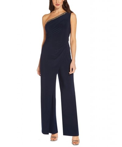 Embellished One-Shoulder Jumpsuit Midnight $90.72 Pants