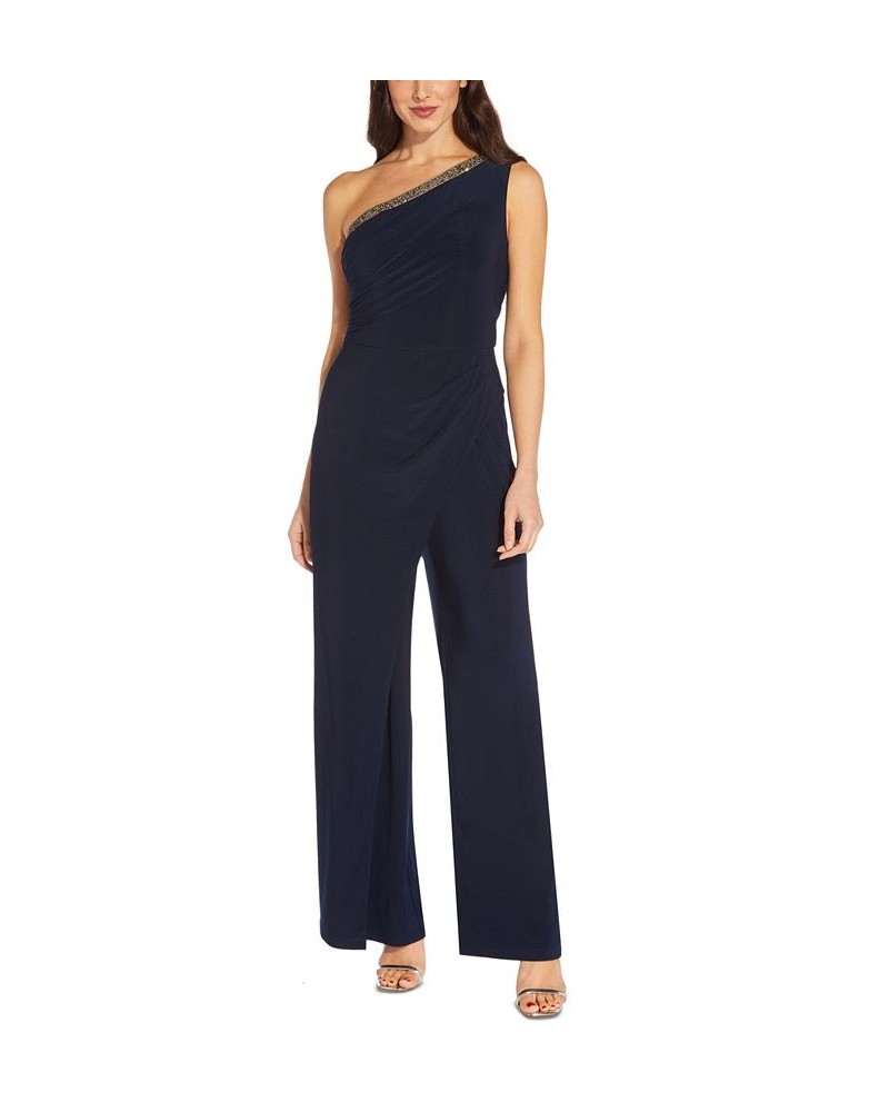 Embellished One-Shoulder Jumpsuit Midnight $90.72 Pants